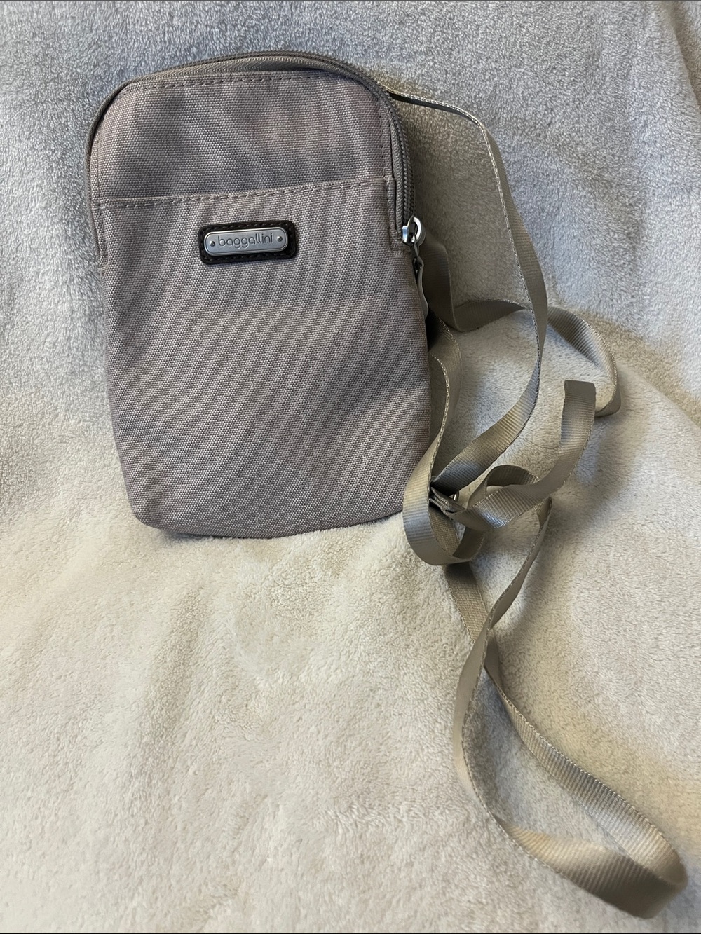 Baggallini Taupe Small Crossbody Sling Bag